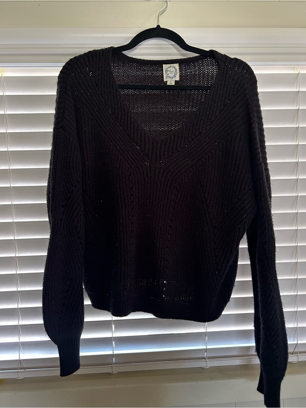 Blue Rain Black V-Neck Knit Sweater